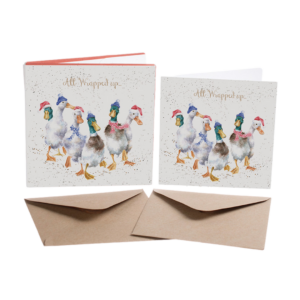 Kartenset Christmas ENTEN ALL WRAPPED UP von Wrendale Designs aus England