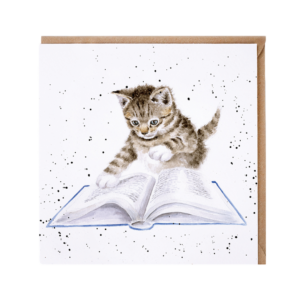 Karte Tiere KATZE The bookworm von Wrendale Designs